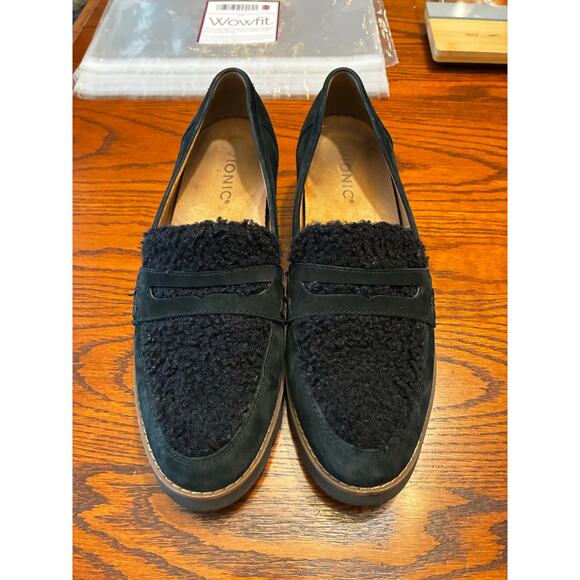 Vionic Shoes - Vionic Cheryl Faux Fur Black Loafers Slip On Comfort Women’s size 7.5